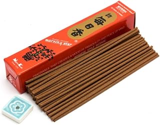 Morning Star Incense Myrrh, 50 Sticks with Ceramic Incense Holder, Key Note: Myrrh, Japanese Style Incense, Nippon Kodo Since 1575