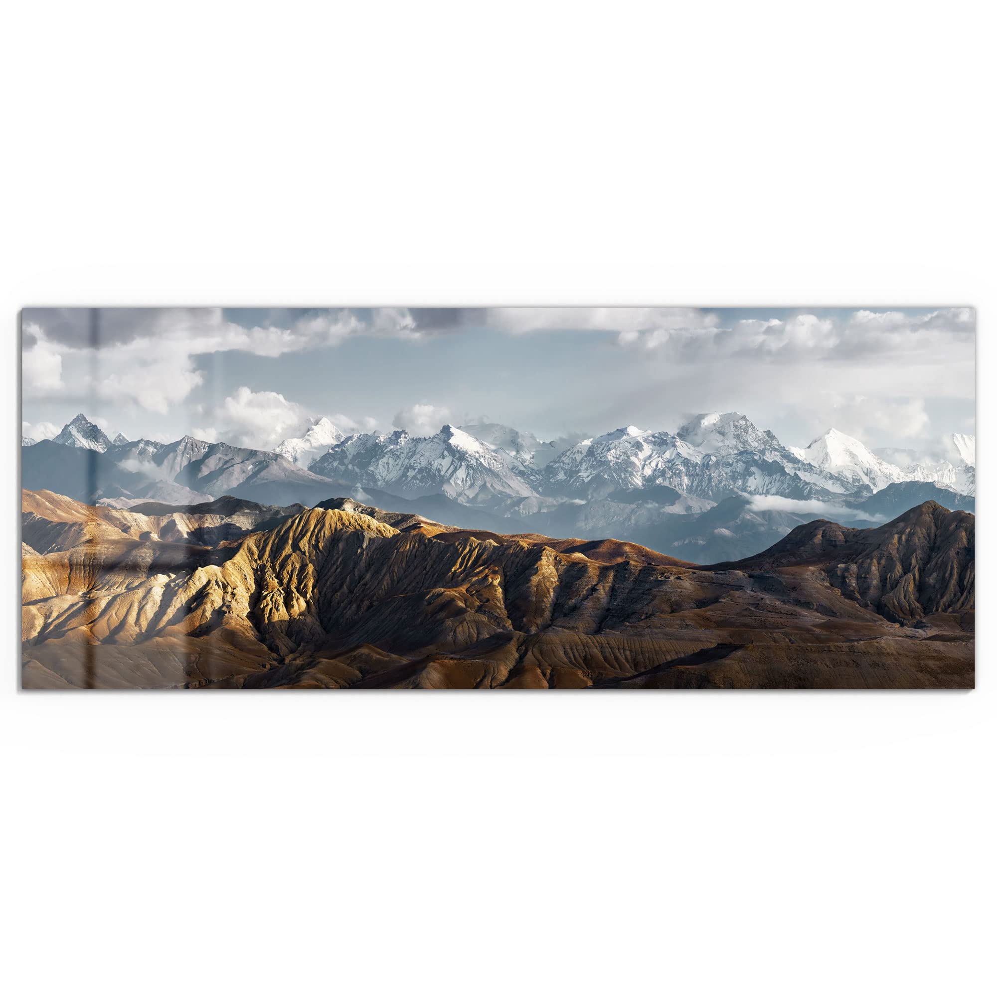 Tableau Décoratif Moderne Sur Verre 'Verschleierte Bergketten' DEQORI - Effet 3D, Montage Murale Facile, Fabrication Allemande