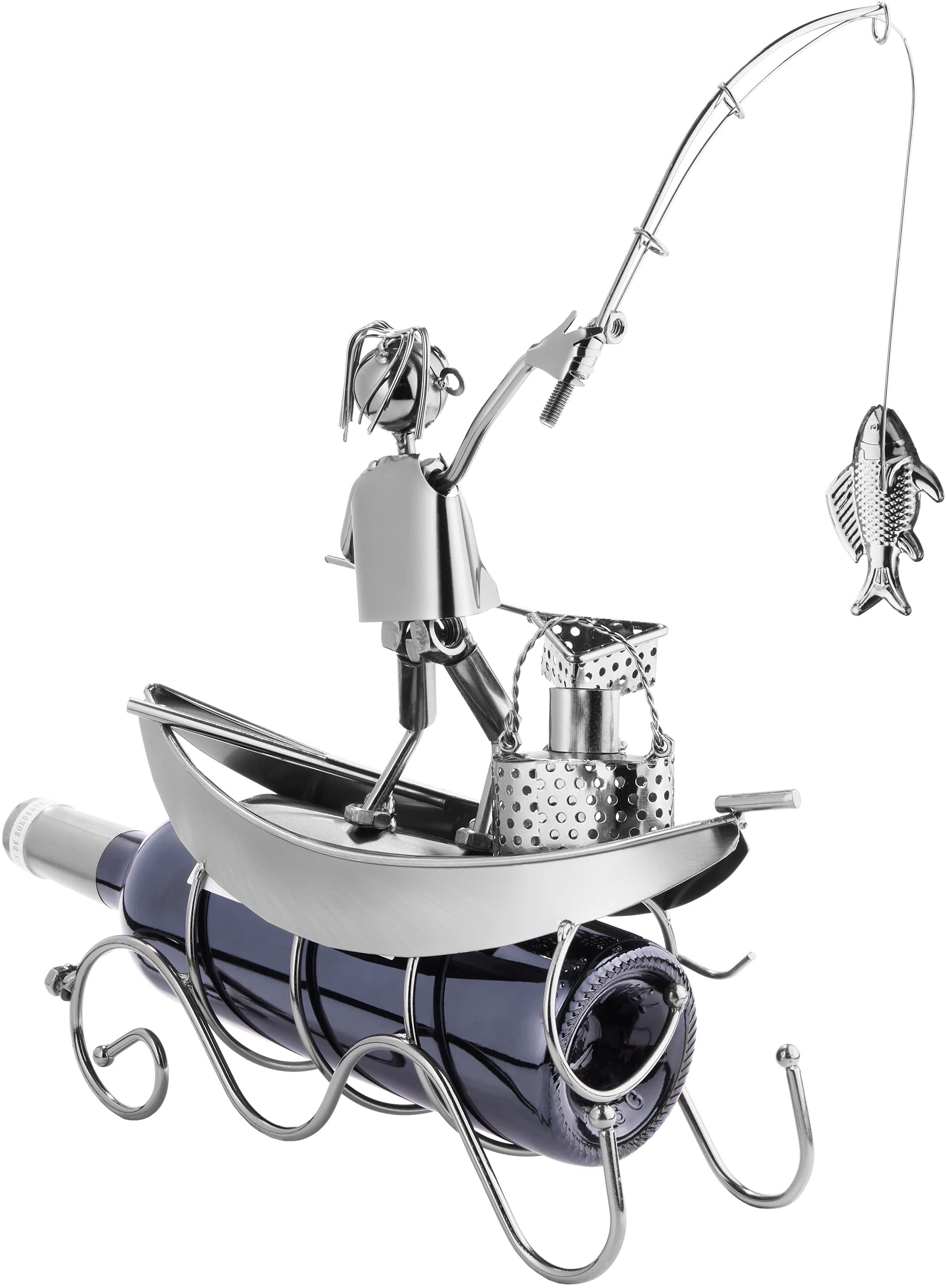 Brubaker - Soporte para Botella de Vino, diseño de Pescador en Barco