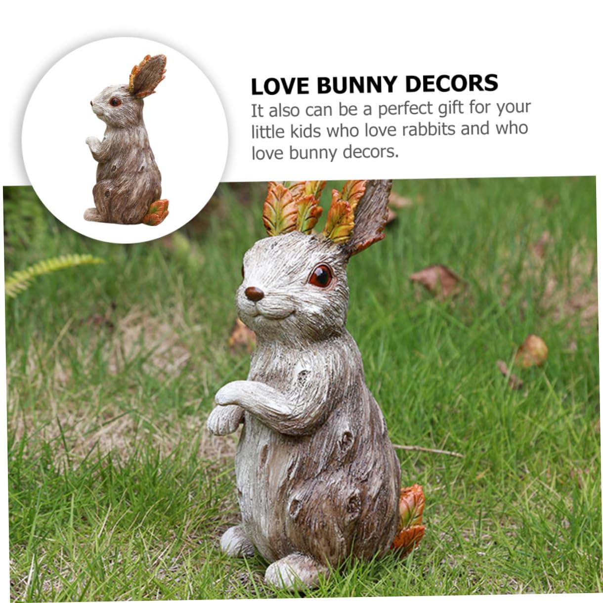 Osterhase Kunstharz Deko Weiß, Niedliche Figur für Garten und Terrasse