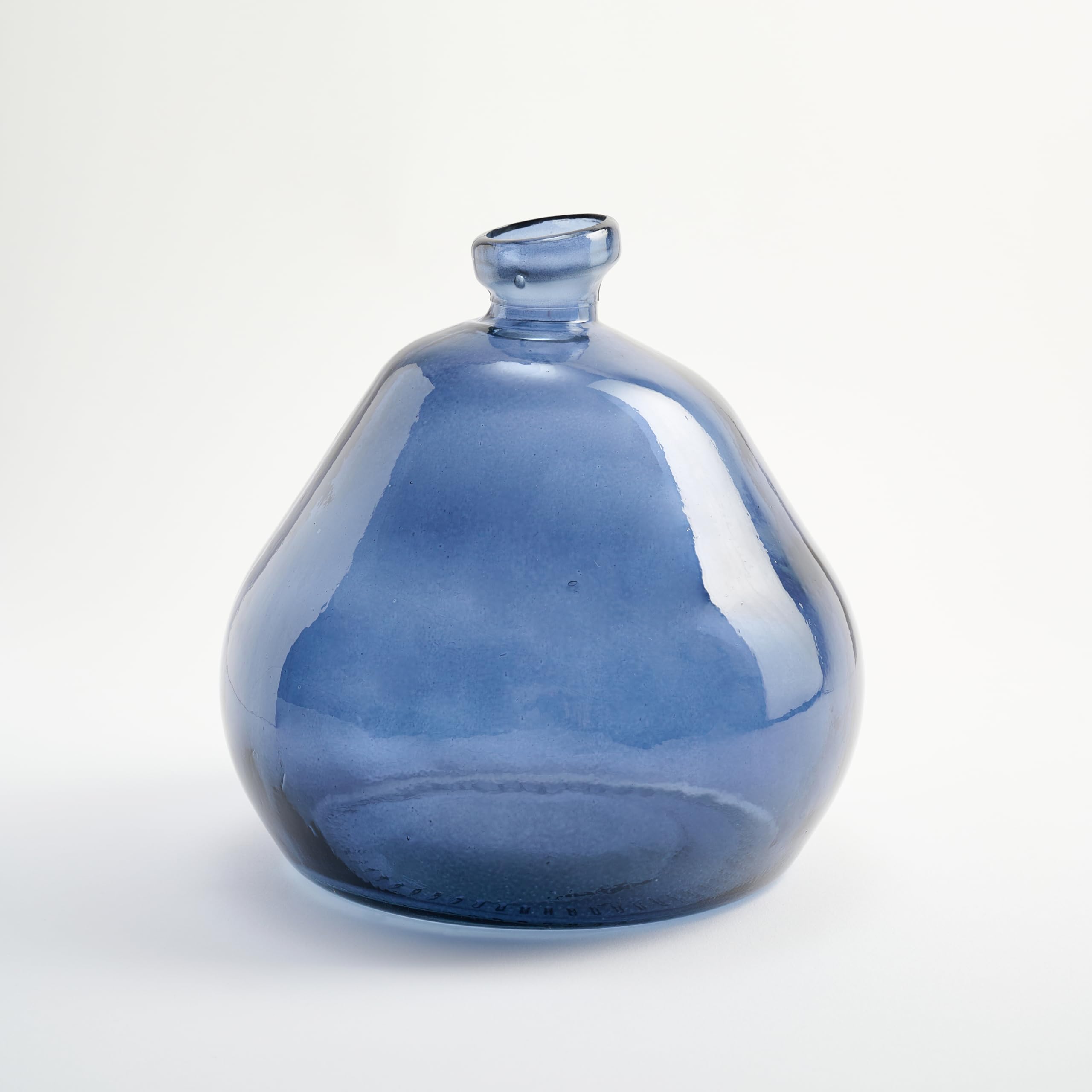 The Glass Company Navy Blue Recycled Glass Vase And Irregular Smooth Design - Mediterranean Style Artisan Glass Vase Home Decoration (Navy Blue)