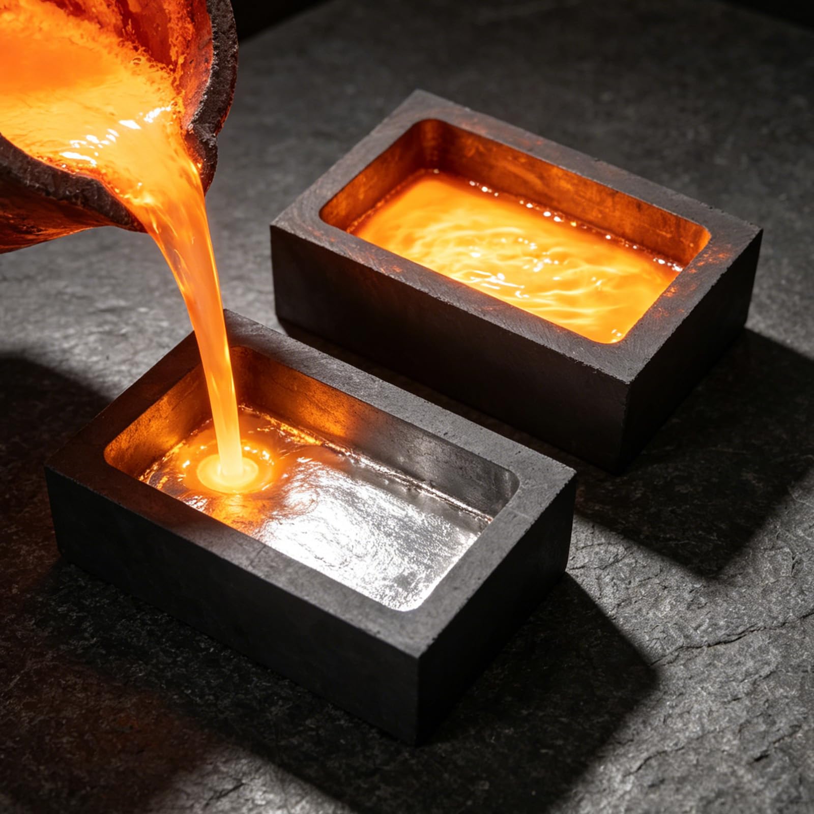Goktvai Set di 2 Stampi per Lingotti in Grafite, 12,5x8x4 cm Resistenti al Calore Fino a 2000 Gradi per Fusione di Metalli ad Alta Purezza Come oro Argento Rame Alluminio e Ottone (Nero)
