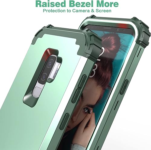Miniatura 6 de IDweel Funda para Galaxy S9 Plus, Galaxy S9+ verde menta para mujeres y niñas, 3 en 1, a prueba de golpes, delgada, híbrida, resistente, protección