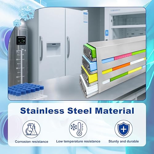 Miniatura 5 de Estante para congelador de acero inoxidable de 16 pozos (4 x 4), dimensiones de aproximadamente 21.65 x 5.51 x 9.13 pulgadas, cajón deslizante para