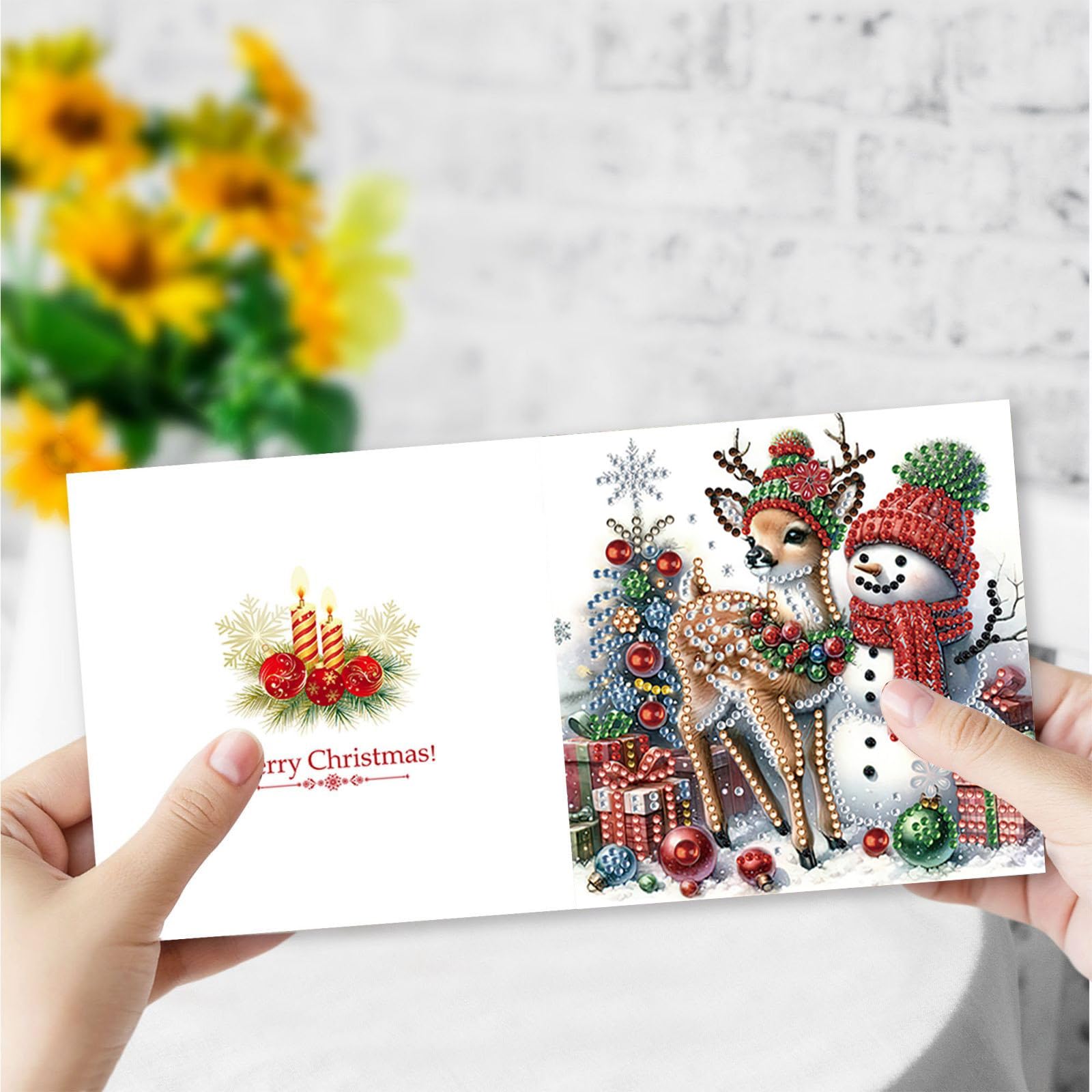 Lebartm 6Pcs DIY Greeting Card Diamond Art Painting Creative Design Thank You Cards Blessing Gift Folding Greeting Card Set for Birthday Christmas Crafts Gift - Image 4
