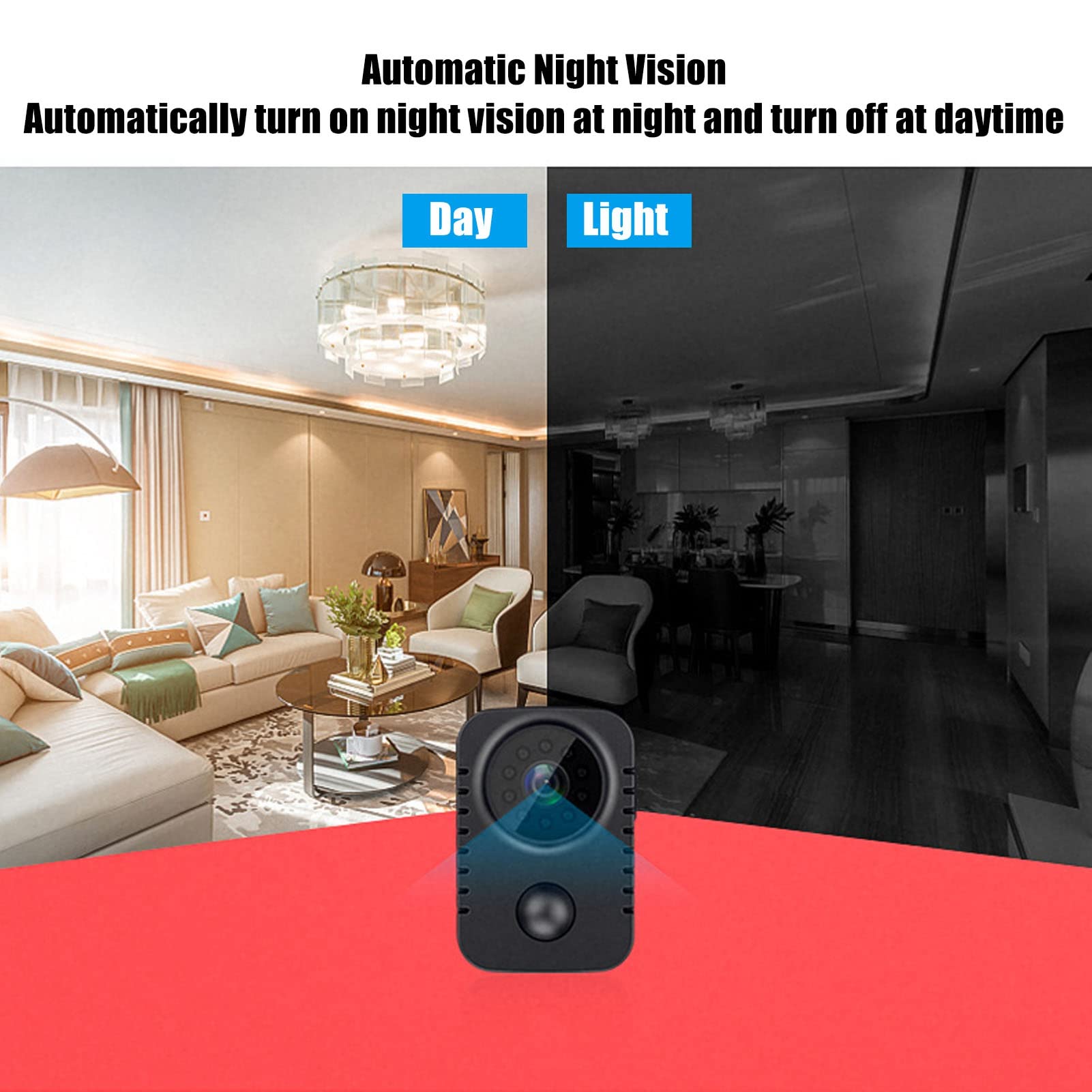 Tonysa Mini Videocamera MD29, HD 1080P Portatile, Grandangolare Con Infrarossi PIR, Design a Clip, Batteria 1200 mAh