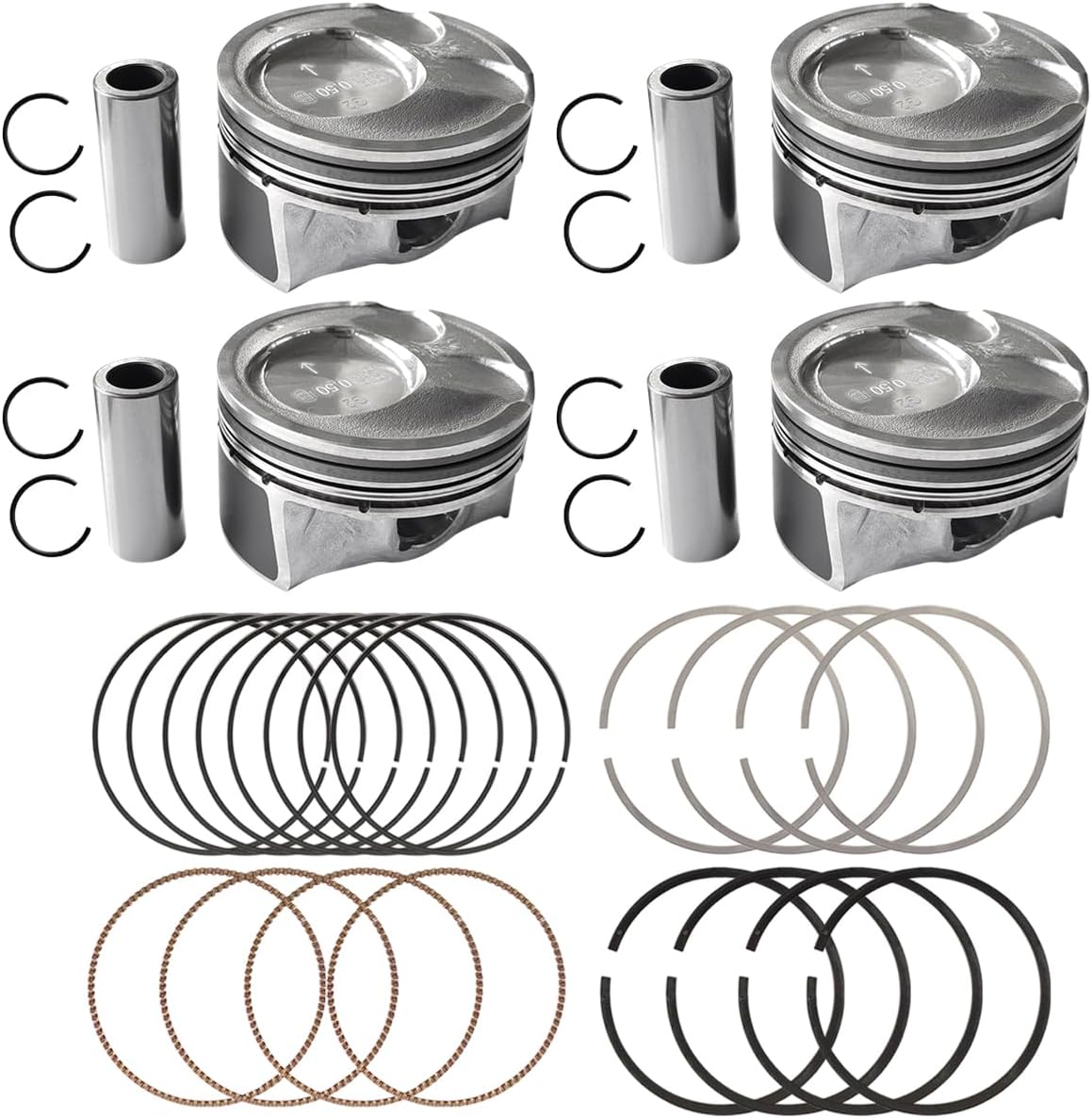 Engine Piston Ring Set +0.50mm (Oversize), 23041-2E210 Replacement Pistons & Piston Rings Compatible with Hyundai Tucson ELANTRA/with Kia SOUL FORTE 2.0L 2014-2019