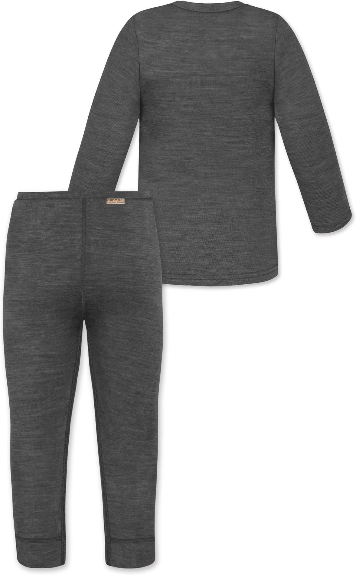 normani Baby Winter Unterwäsche Thermounterwäsche Wollpullover Feinstrick Pullover mit Knopf und Unterhose Lange Leggings aus 100% Merinowolle