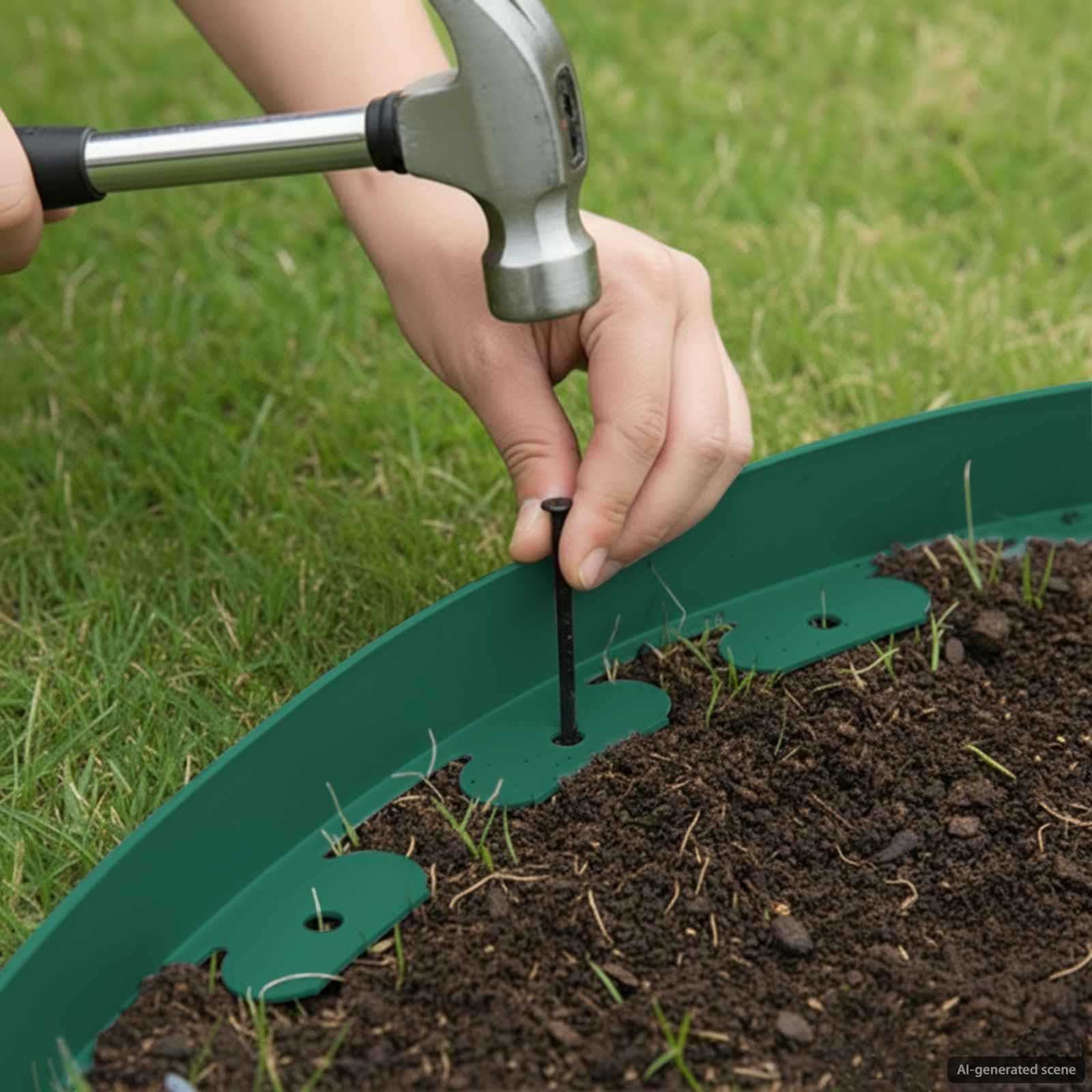 Kunststoff Rasenkante Grün 5000 x 4 x 5 cm, biegbar für Beet Einfassung am Gartenweg, Terrassen Rand für Rasenpflege und saubere Kanten