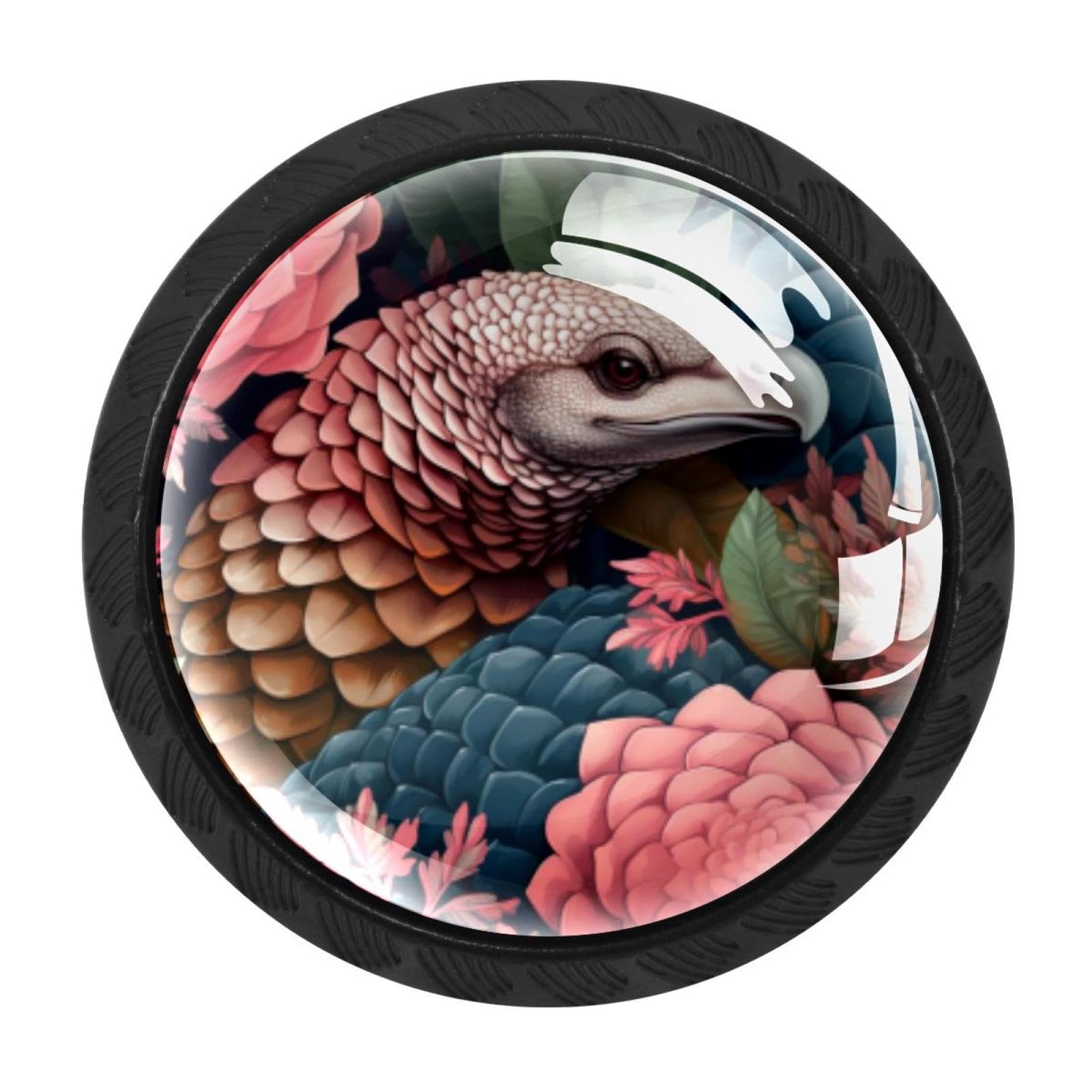 CHENZZZZ 4 Pack Pangolin Kitchen Cabinet Knobs Drawer Knobs Dresser Knobs Matte Black Zinc Knobs Drawer Pulls Door Knobs Dresser Drawer Handles Knobs for Dresser Drawers