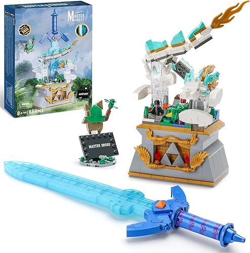 Sillbird BOTW - Juego de bloques de construcción de espada maestra brillante, decoraciones TOTK juguetes de construcción con dragón para fanáticos,