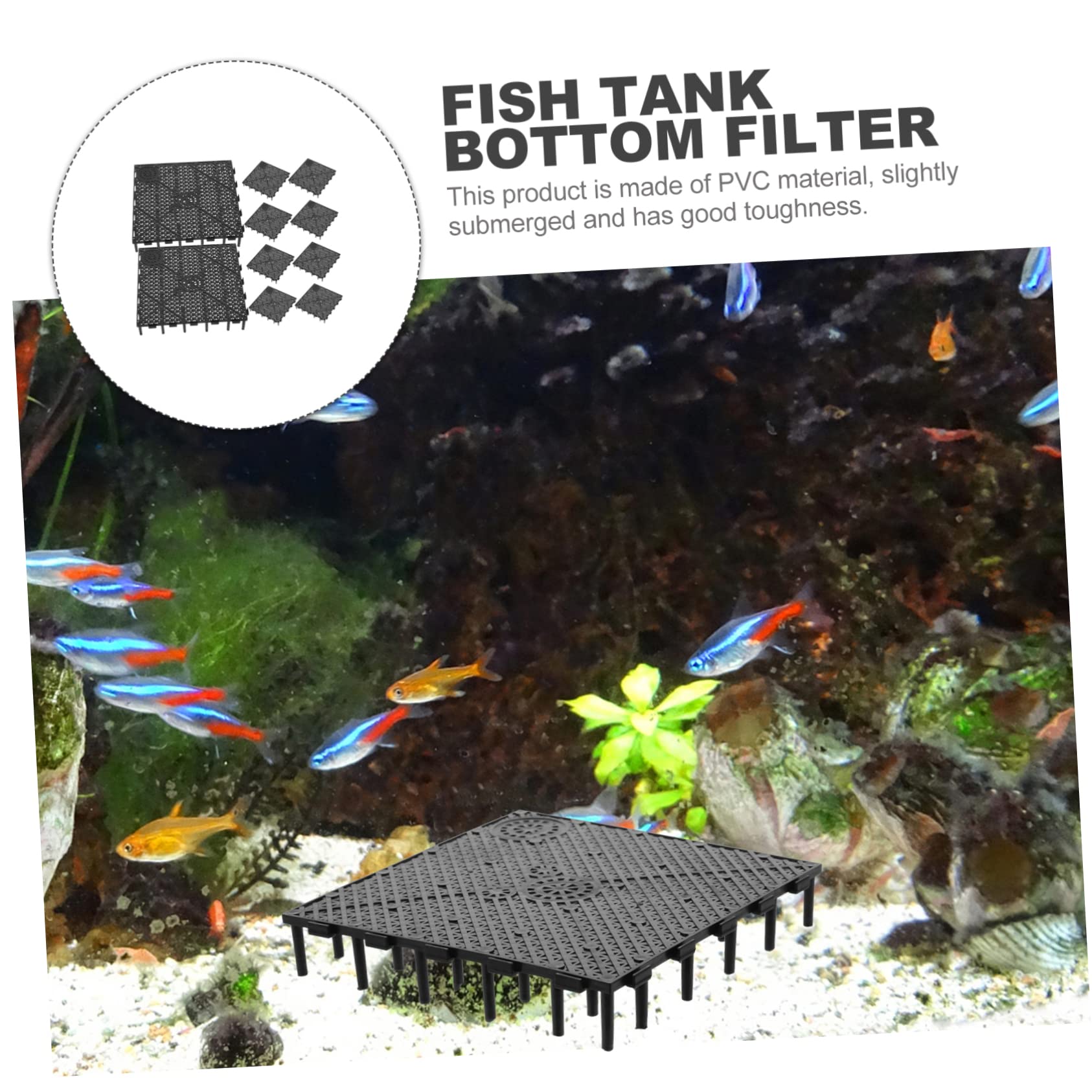 PVC Filterplatte für Aquariumboden 10 Stück Schwarz mit Zähigkeit und Nut Feder Verbindung zur Zucht von Meeresfischen und Fischbecken