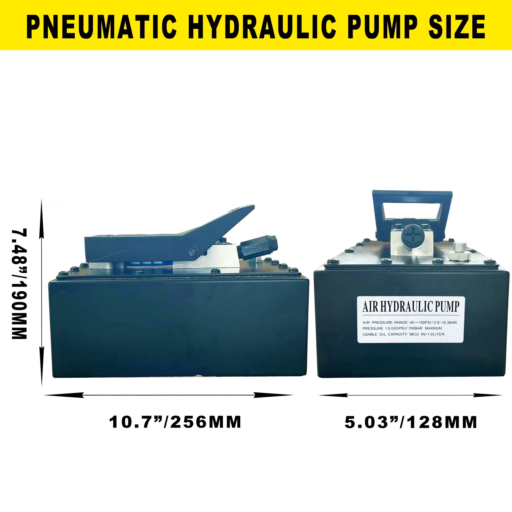 XFPC Air Hydraulic Pump 10,000 PSI - 1.7L Reservoir With 3/8" NPT Outlet & 1/4" Inlet - Foot Operated Hydraulic Pump