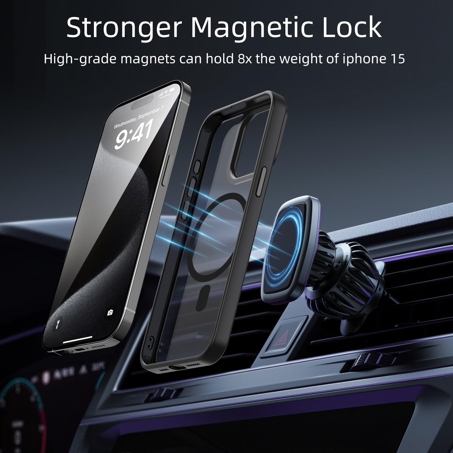 tigratigro Cover Magnetica per iPhone 13 Pro Max, Compatibile con MagSafe, Custodia Traslucida Opaca Posteriore Sottile Antiurto Protettiva Case, Protezione Antiurto di Grado Militare, Nero