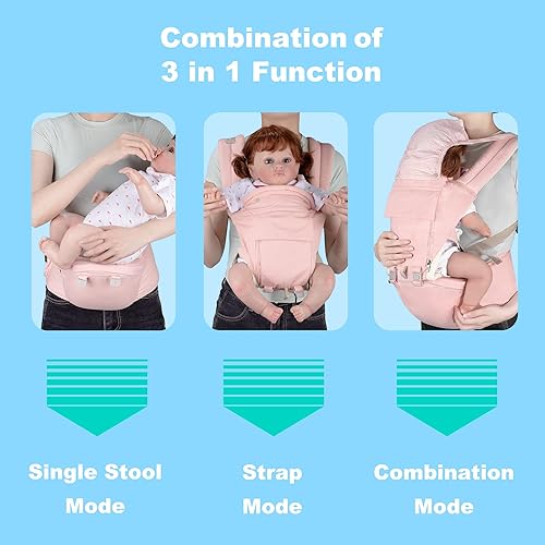 Miniatura 2 de Agudan Portabebés para manos libres, ajustable con posición ergonómica en "M", asiento de cadera suave con múltiples posiciones de transporte para