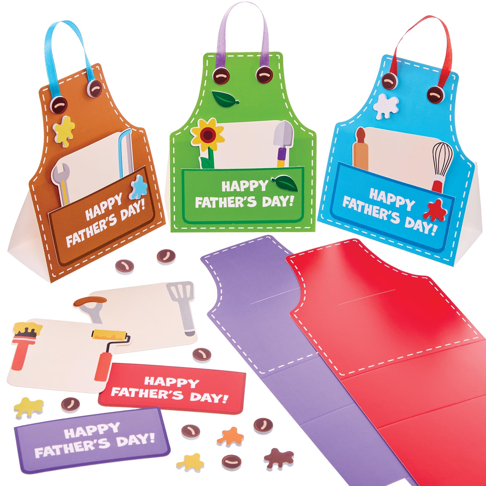 Baker Ross FN493 Father's Day Apron Card Kits - Pack of 5, Father's Day Crafts for Kids