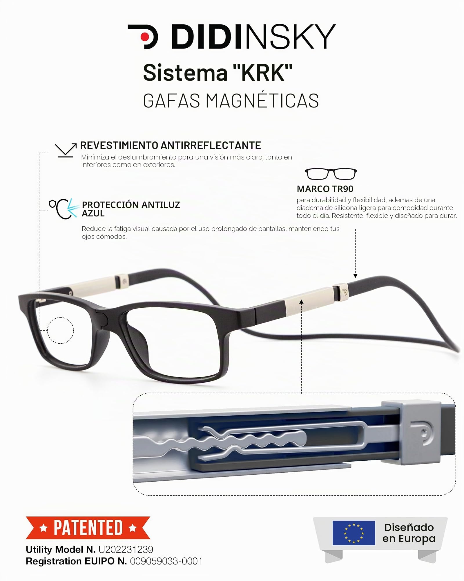 DIDINSKY Krik Gafas de Lectura Magnéticas, Filtro Luz Azul