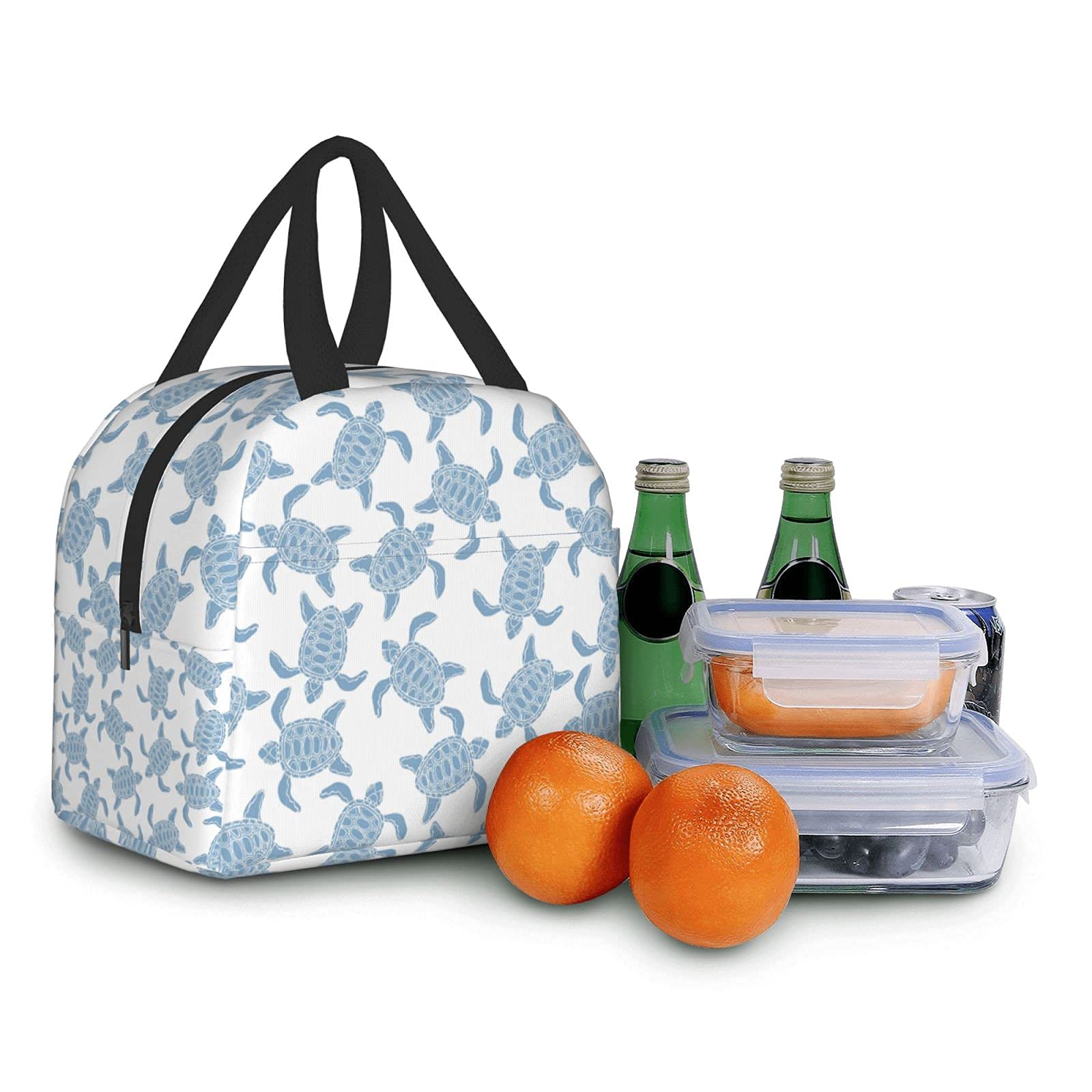 Sea Turtle Blue White - Borsa per il pranzo a tenuta stagna per adulti, borsa termica per il pranzo per donne e uomini, borsa per il pranzo per lavoro e viaggi