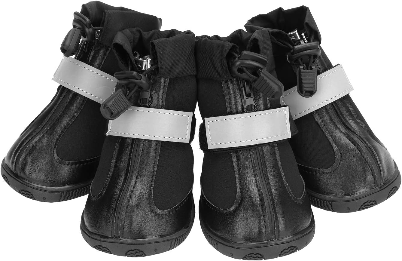 Mankwei Dog Shoes, Dog Booties with Zipper Drawstring