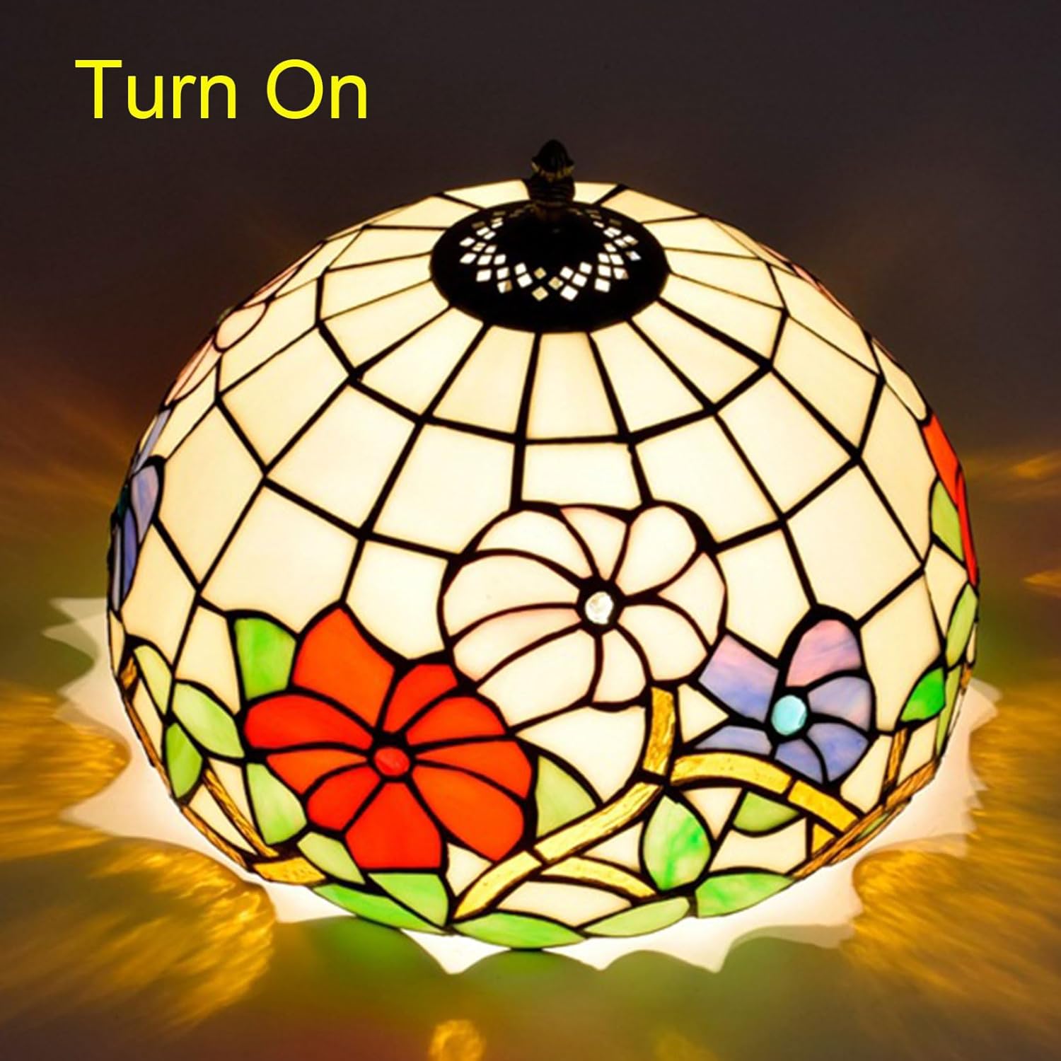 Tiffany Lamp Shade 12 Inch Wide Accessories Replacement Only Red Pink Blue Flower Stained Glass Lampshades Vintage Morning Glory Light Cover for Table Lamp Pendant Light Ceiling Fixture