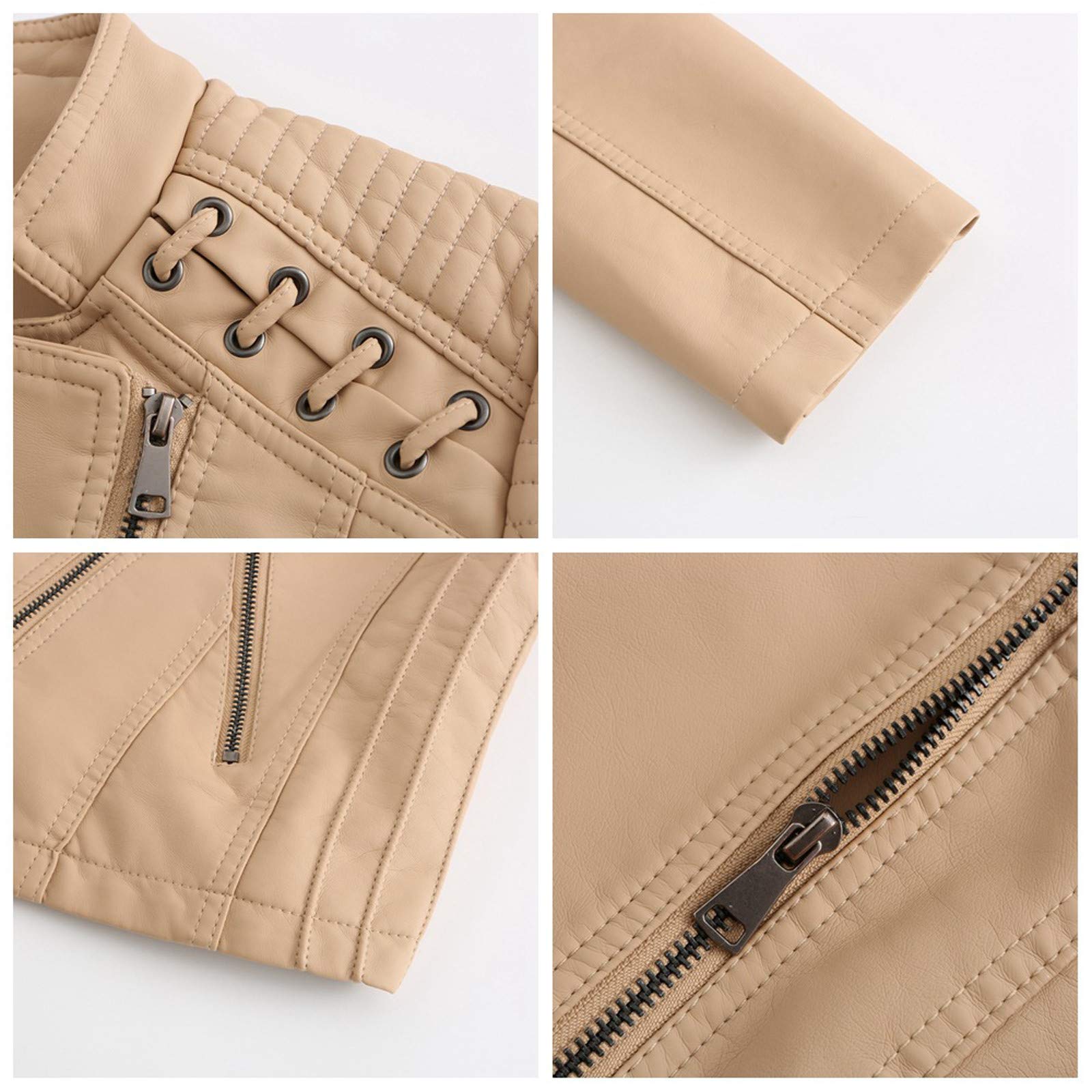 Générique Veste Femme Cuir Court Blouson avec Ceinture Motard Col Montant Biker Zippé Vintage Manteau Bombers Moto Veste Femme Noire Veste Rouge Femme Chic