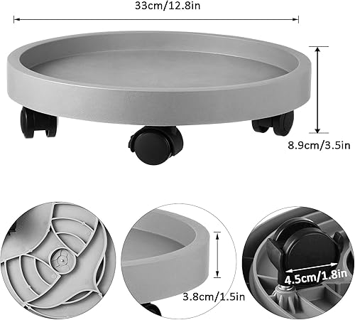 Miniatura 2 de Paquete de 3 organizadores de plantas con ruedas, soporte rodante para plantas con ruedas de 13 pulgadas, resistente, grande, para plantas con