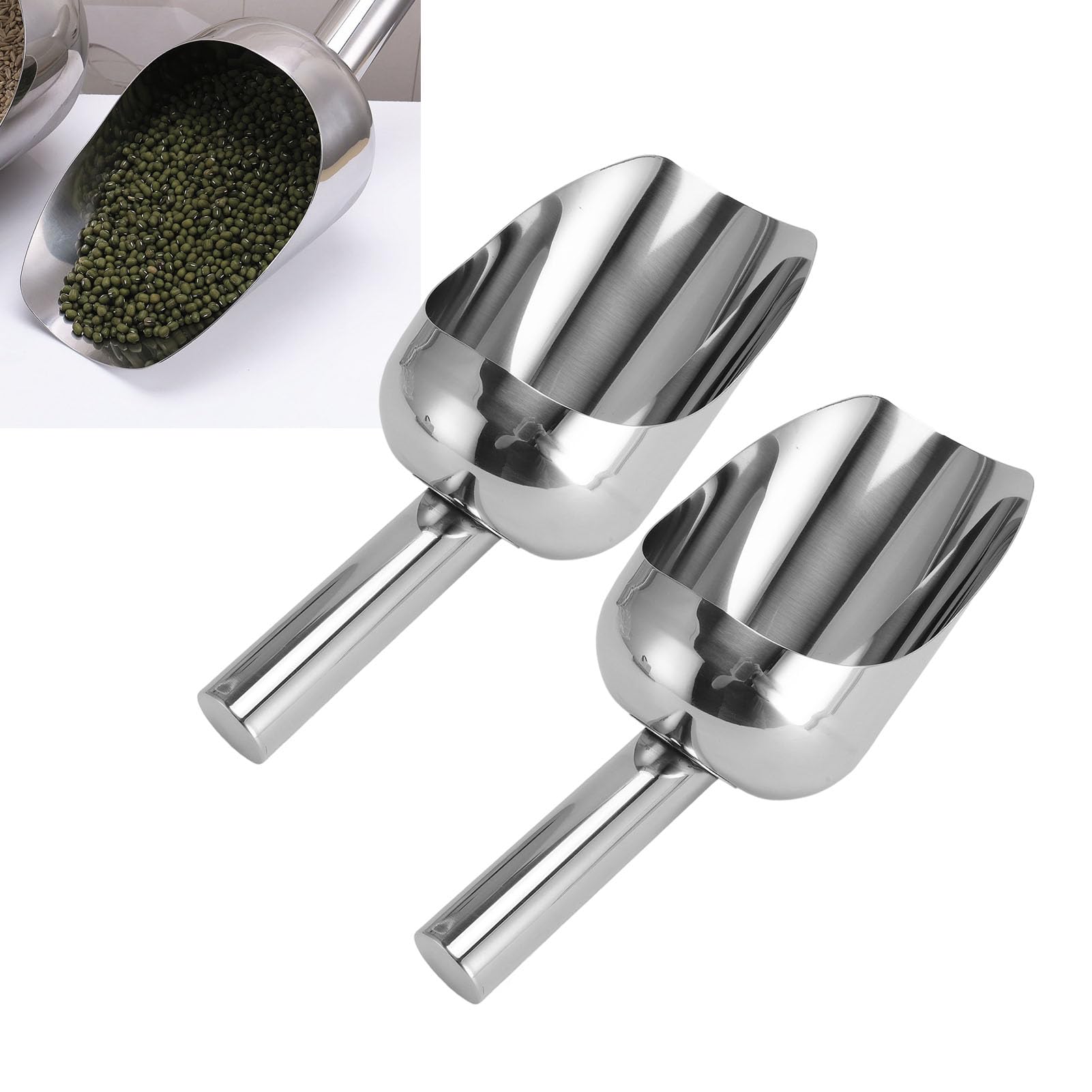 Cuillère à glace en acier inoxydable de grande capacité, cuillère à riz semi-circulaire polie pour fête en plein air à la maison