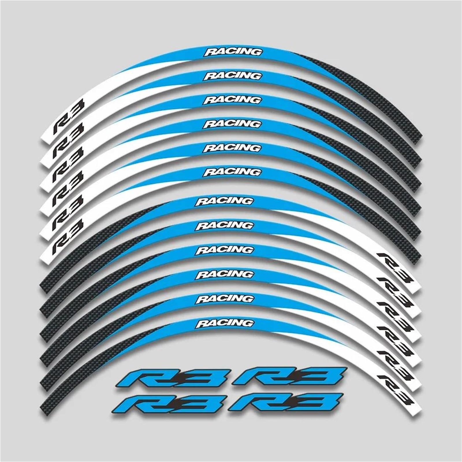 Decorative Stickers Rim Tire Decorative Decals Wheels Hub Reflective Stripes Tape Set for Y-AMAHA YZFR3 17inch Motorcycle Accessories Stickers(Blue)