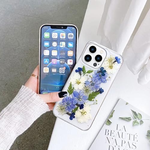 Miniatura 5 de Abbery Funda protectora para iPhone 13 Pro de 6.1 pulgadas con diseño de flores reales secas, con diseño de flores reales secas, para mujeres y