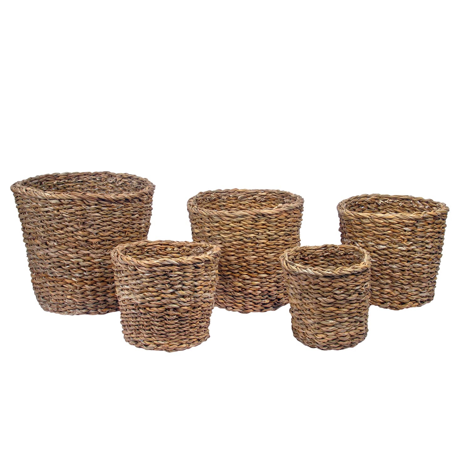 DENOVA Handmade Seagrass Fabric Planter Sabai Grass Jute Basket Gamla for Indoor Outdoor Balcony Terrace Garden Bedroom Living Room Home Décor Round Flower Pot Storage Bin Plants Container (Pack of 5) (B0C6KKCTM5) Amazon Price History, Amazon Price Tracker