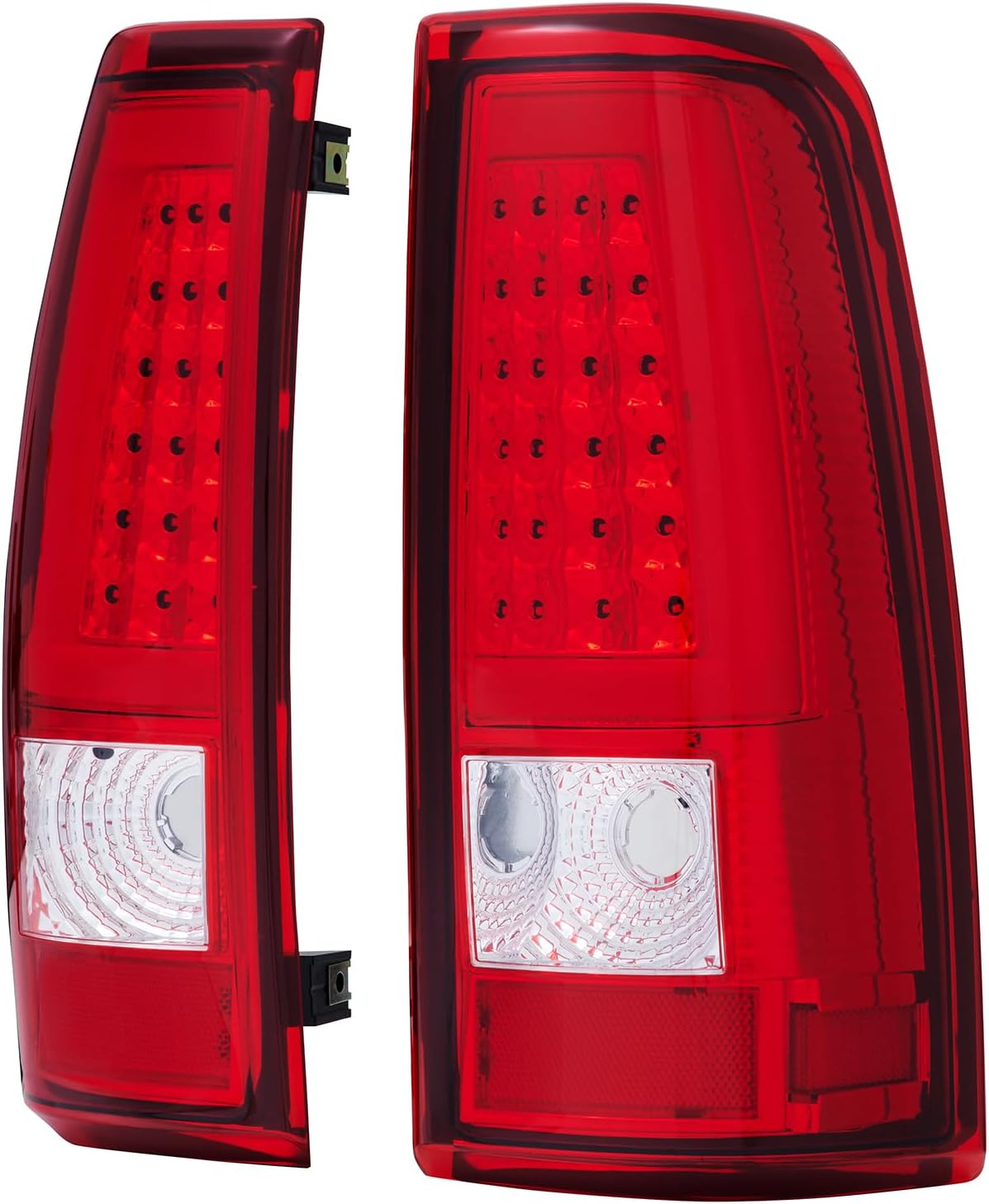Tail Lights Assembly Compatible With 1999-2006 Chevy Silverado 1500 2500 3500 w/ Red LED C-Tube, Rear Brake Lamp Driver & passenger side