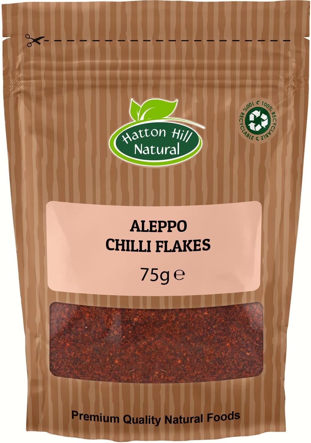 Aleppo Chilli Flakes 75g by Hatton Hill | Pul Biber, Semi-Dried Red Pepper, Crushed, Middle East Cuisine, Mildly Hot, Marash Pepper