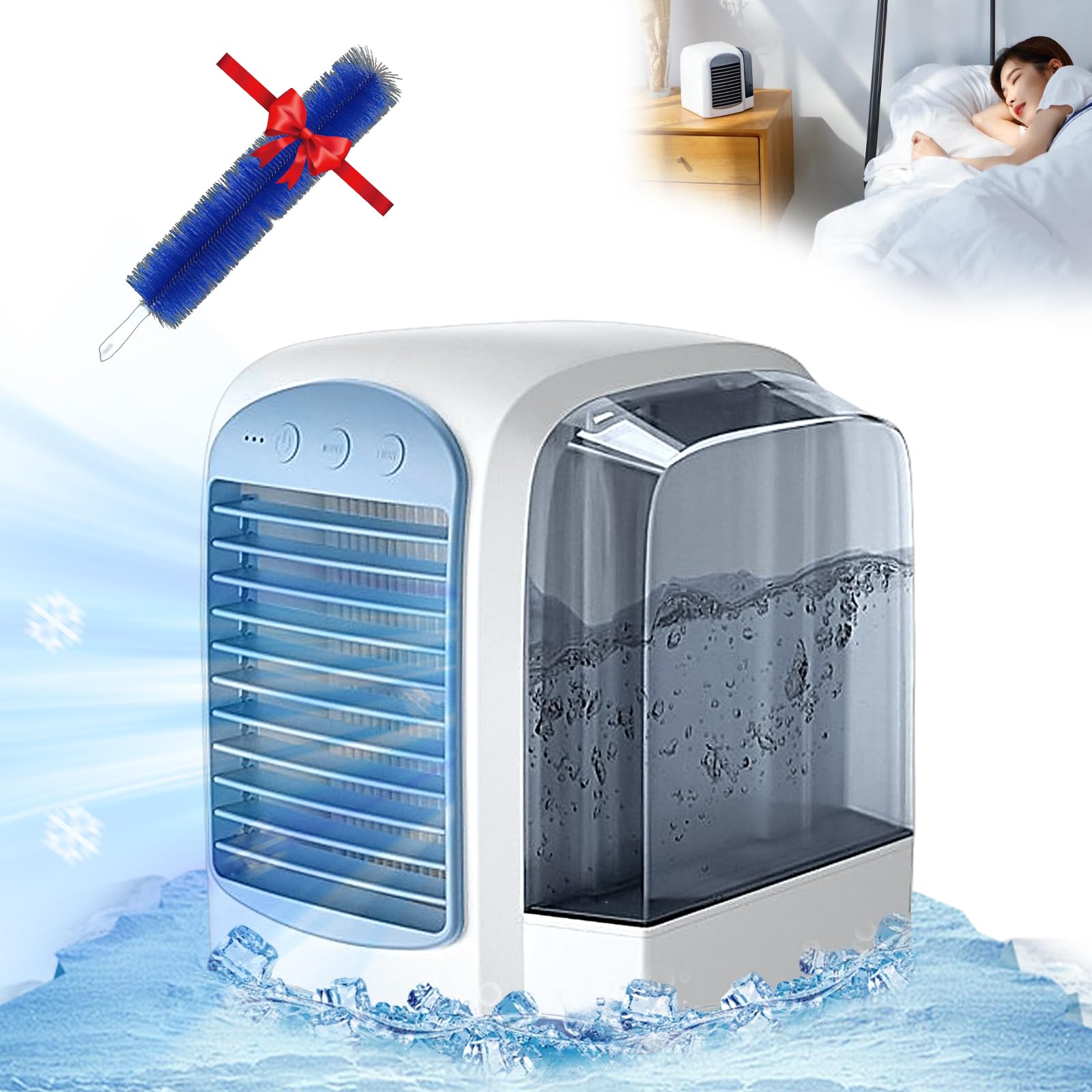 Frost Blast Pro Portable Air Chiller,Frost Blast Fan,USB Rechargeable Frost Blast Pro Portable Ac,24 New Models 3 Quiet Speeds Evaporative Air Cooler for Home Office (Blue)