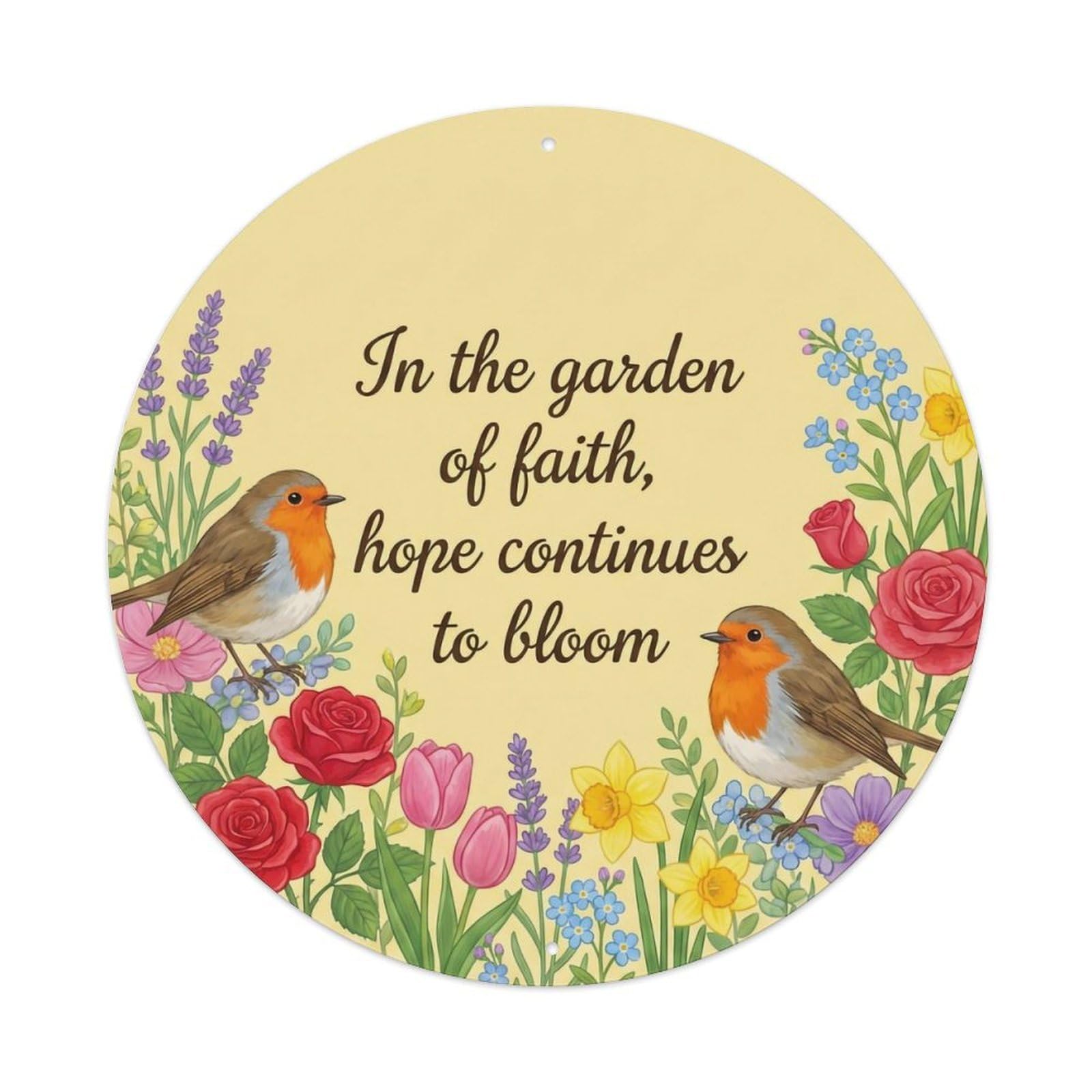 Metal Tin Sign European Robin Garden Sign Heaven Love Bloom