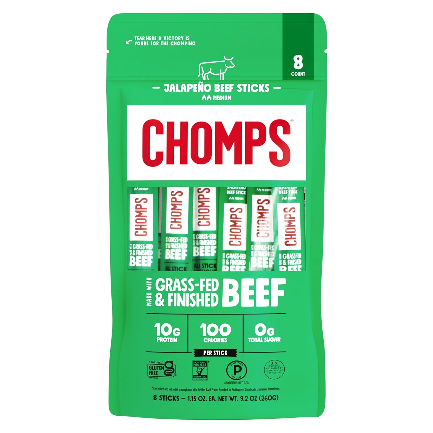 Chomps Sticks Jalapeno Beef 9.2 OZ
