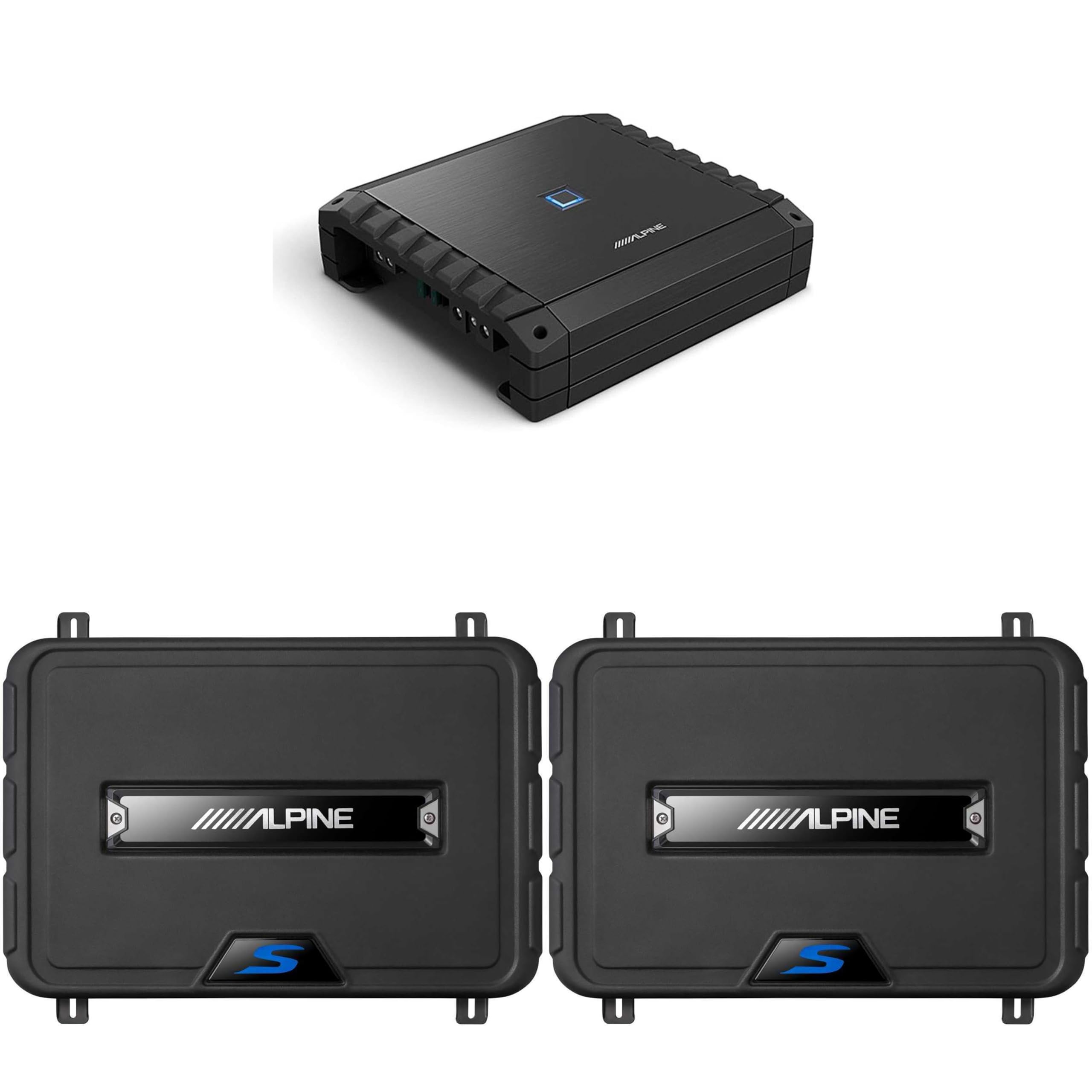 Alpine S2-A60M S-Series Class-D Amp & (2) SS-SB10 Single 10” S-Series Shallow Preloaded Subwoofer Enclosure