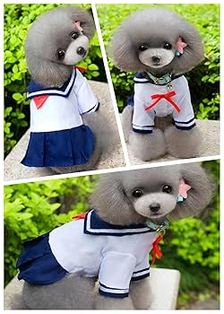 Amazon | RANPHY 犬の服 ワンピース ドレス 小型犬 セーラー服