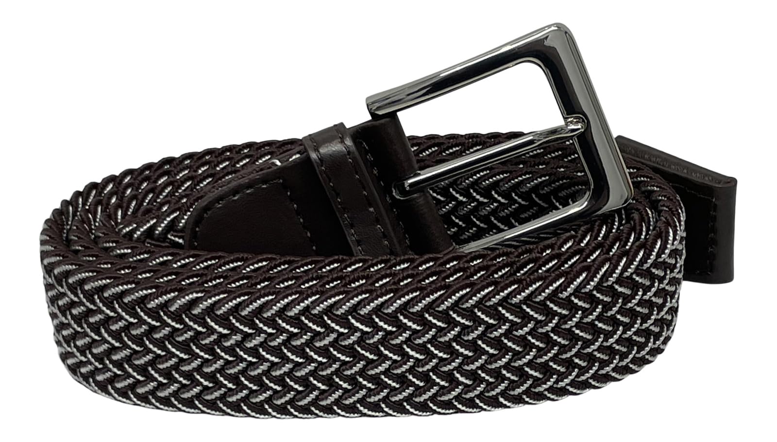 SoBo LEATHER Stretchy Belts for Men & Women, 6 Colours, Elastcated Belt, Braided Belts, Unisex, Waist 28-44 inch (Brown & White, M/L)