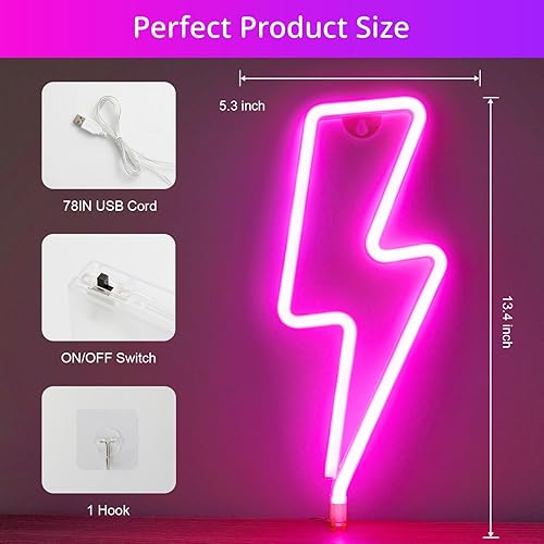Miniatura 5 de XIYUNTE Letrero de neón con perno de luz de neón para decoración de pared con USB o pilas perno de luz LED rosa para dormitorio habitación de los