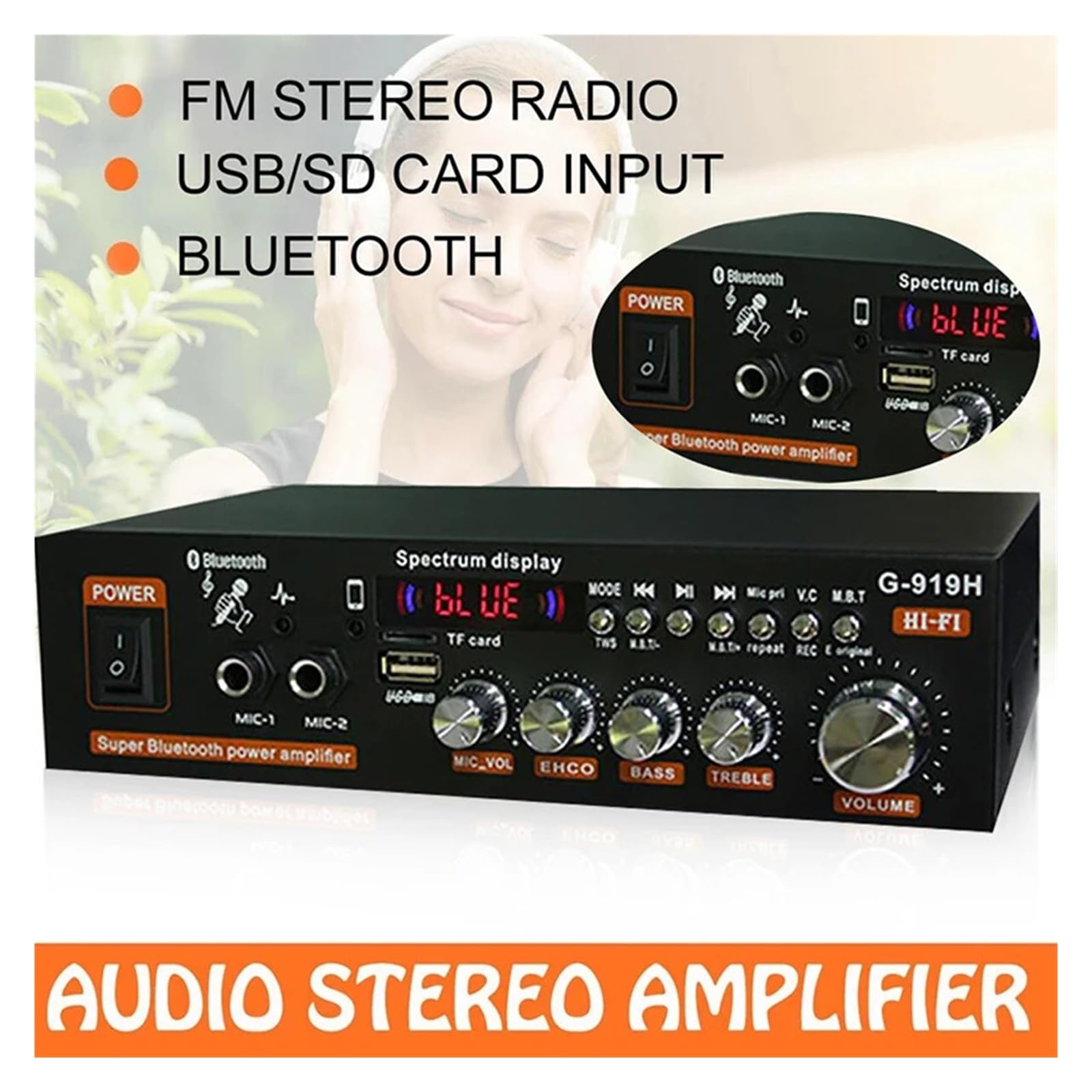 Amplificatore di potenza Bluetooth 1000W Mini amplificatore Altoparlante Amplificatori di potenza for la casa Subwoofer Altoparlanti Per l'home cinema
