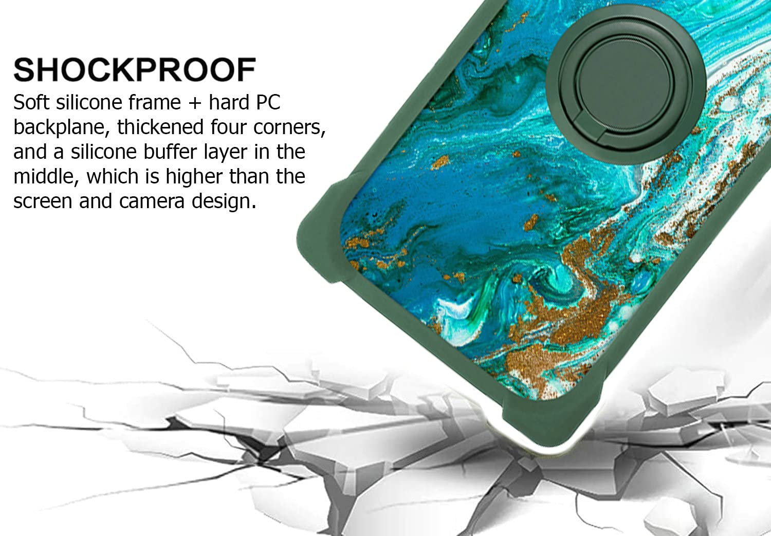 Aroepurt Cover per Nokia 6.2 Custodia Compatibile con Nokia 6.2 Cover Case Custodia Backplane per PC + Cornice Morbida in Silicone KA-HEI12