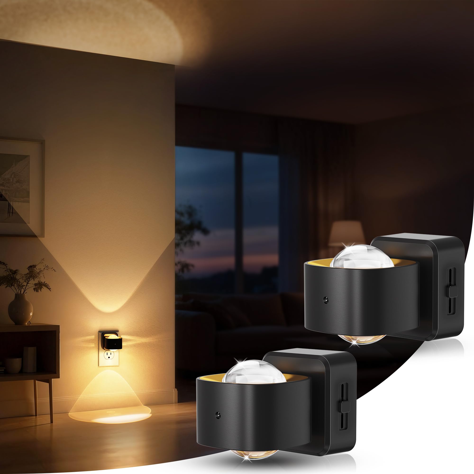 Briignite Night Light Projector LED Night Lights Plug into Wall 180 Rotating Night Light for Kids Dusk to