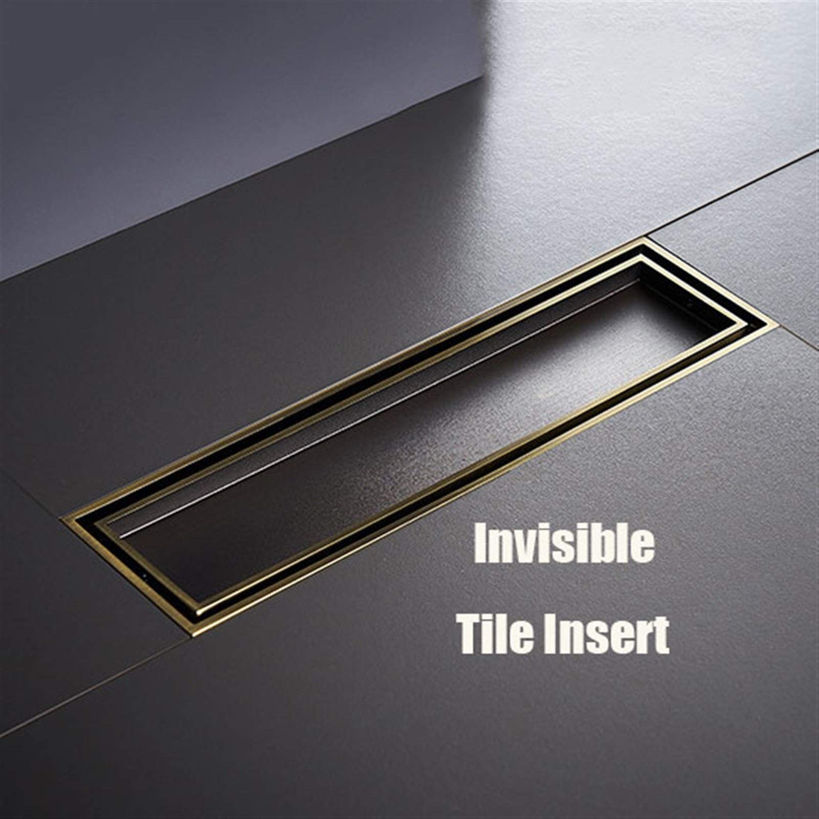 Desagüe de Ducha Rectangular con Tapa extraíble, desagüe de baño de latón con Filtro para Cocina, baño, Garaje y sótano, 11.8 x 3.1