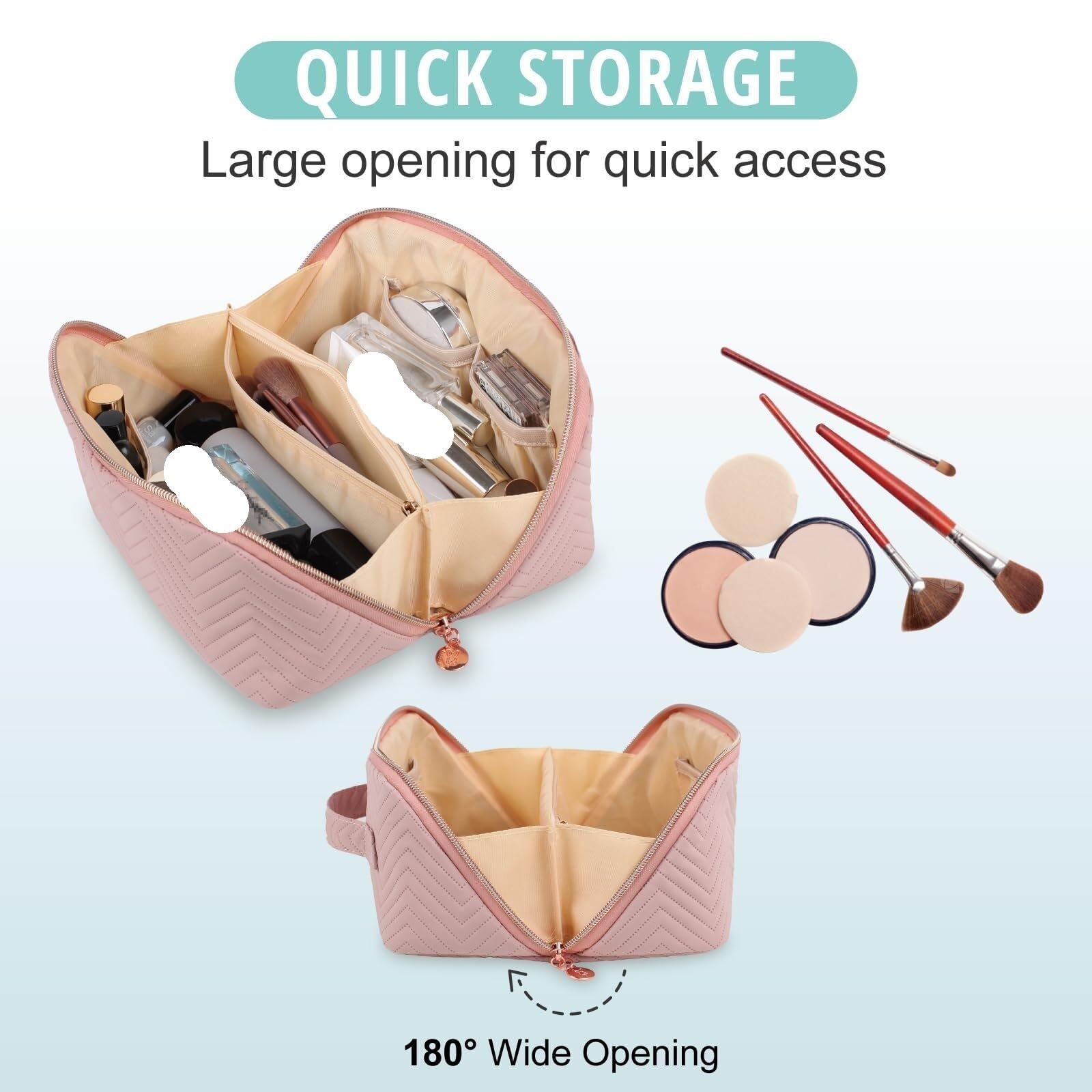 Porta Trucchi Pochette Trucchi Borsa For Cosmetici Borsa For Cosmetici Da Viaggio For Donne Borsa Da Toilette Impermeabile Portatile Con Manico Trousse Trucchi Donna(Pink)