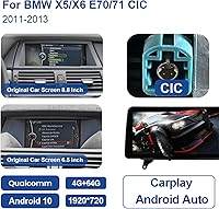 Vista 2 de Dasaita 12.3" para BMW X5 X6 E70 E71 2011 2012 2013 CIC System Android Car Stereo Wireless CarplayWired Android Auto Touch Screen Radio 1920 X 720