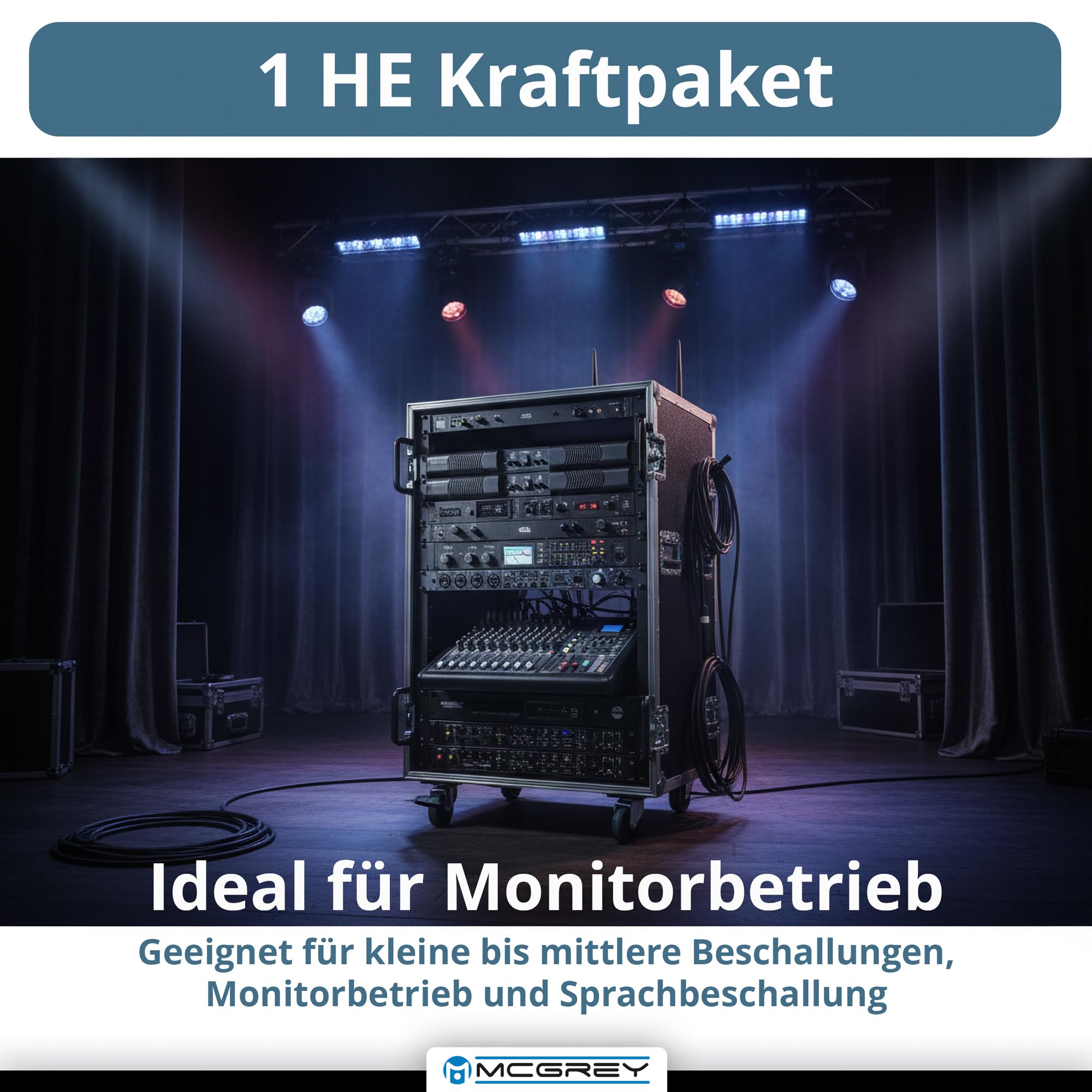 McGrey PA-4504 Endstufe 1 HE 4 x 450 Watt - Class-D Technologie - 4-Kanal Endstufe mit XLR, Speakon, Schutzschaltung - Rackfähig 19" & leicht 3,5 kg - Für Bands & DJ´s, Events & Festinstallation