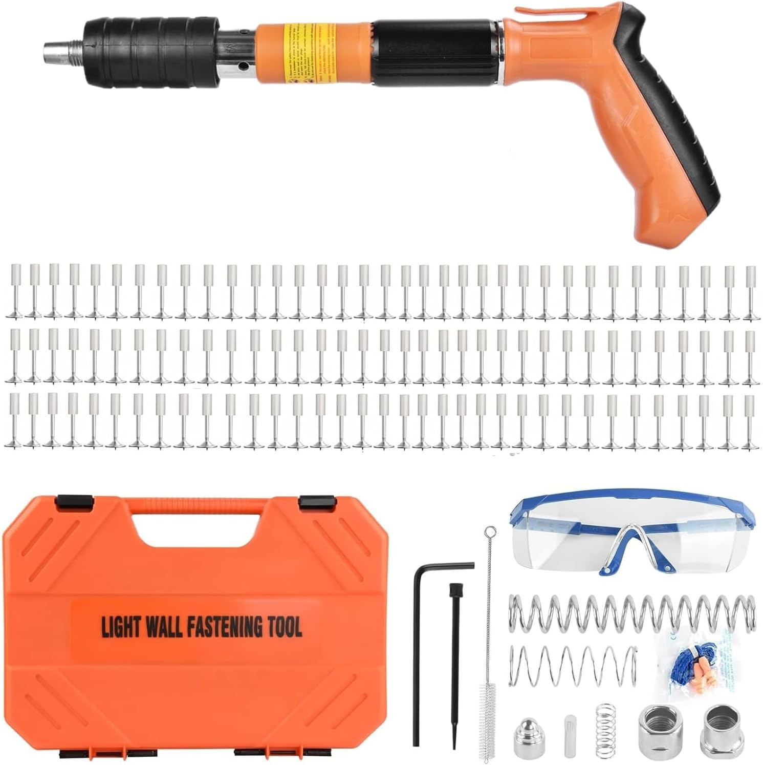 Pistola Sparachiodi Manuale Con 120 Chiodi - Nail Gun Portatile Per Legno E Acciaio - Regolabile E Silenziata - Colore Giallo - Foto 6