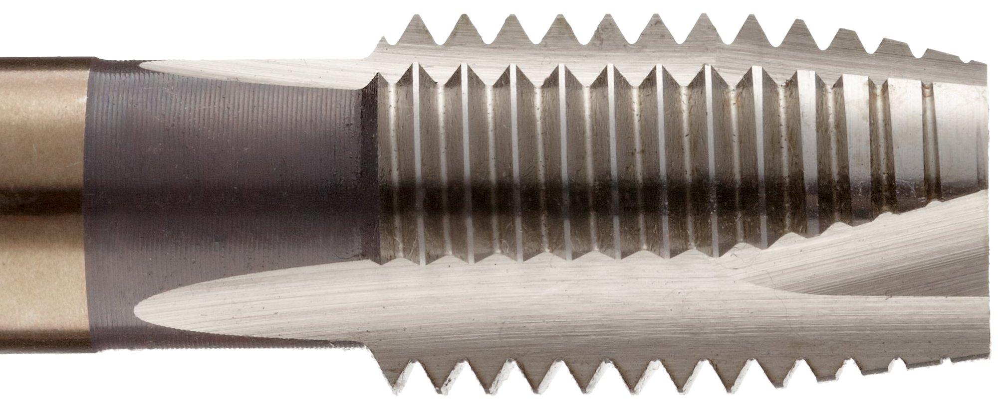 Dormer E010 Powdered Metal Spiral Point Threading Tap, Gold Oxide Finish, Round Shank With Square End, Plug Chamfer, M20-1.50 Thread Size