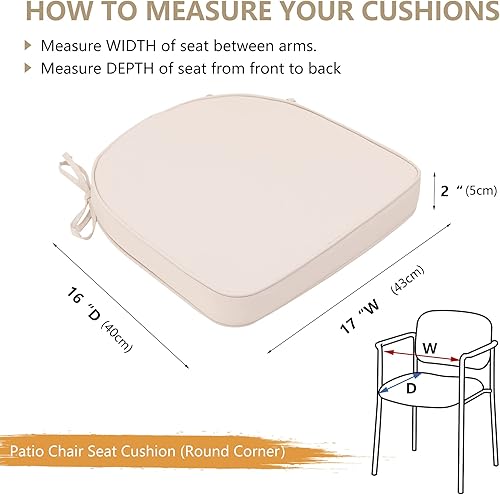 Miniatura 3 de RACE LEAF Cojines de asiento de patio de 16 x 18.5 x 3 pulgadas, esquinas cuadradas, juego de 4, beige, cojines para sillas de interiorexterior con