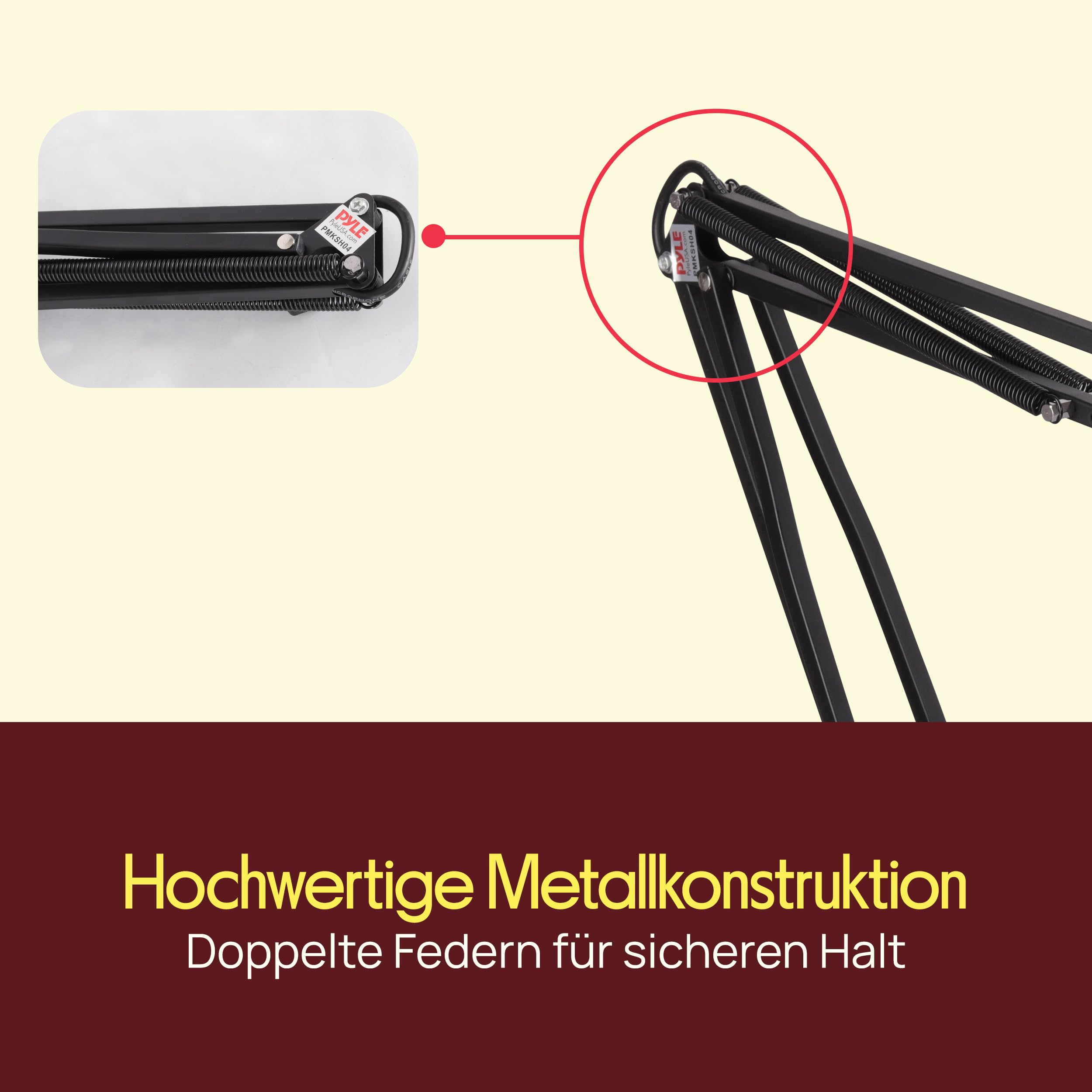 Pyle Mikrofon Arm, Ausziehbarer Tisch- Scherenarm mit Schockmount & Halterclips, mit Adapter Kompatibel mit Blue Snowball, HyperX QuadCast/SoloCast, Für Podcast, Streaming, Gaming, Home Studio